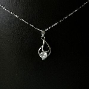 STERLING silver cz solitaire pendant necklace